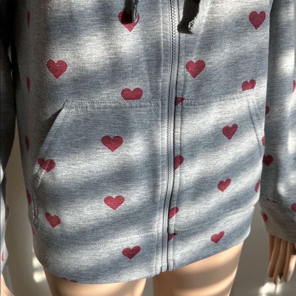 Style & Co. Gray Hoodie with Red Heart Pattern Size M. - Picture 5 of 16